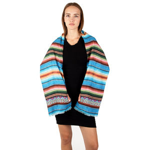 JANE CARR DEEP SKY BLUE, RED, TOMATO, YELLOW SCARF | WOMENS SIZE 174X32